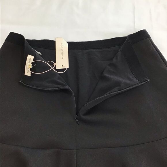 Rebecca Taylor Black High Waist Splicing Casual Flare Mini Skirt New Without Tag - Picture 7 of 11